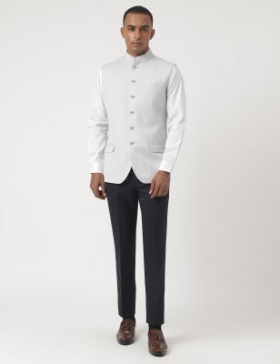 Refined Collar Beige Sleeveless WaistCoat