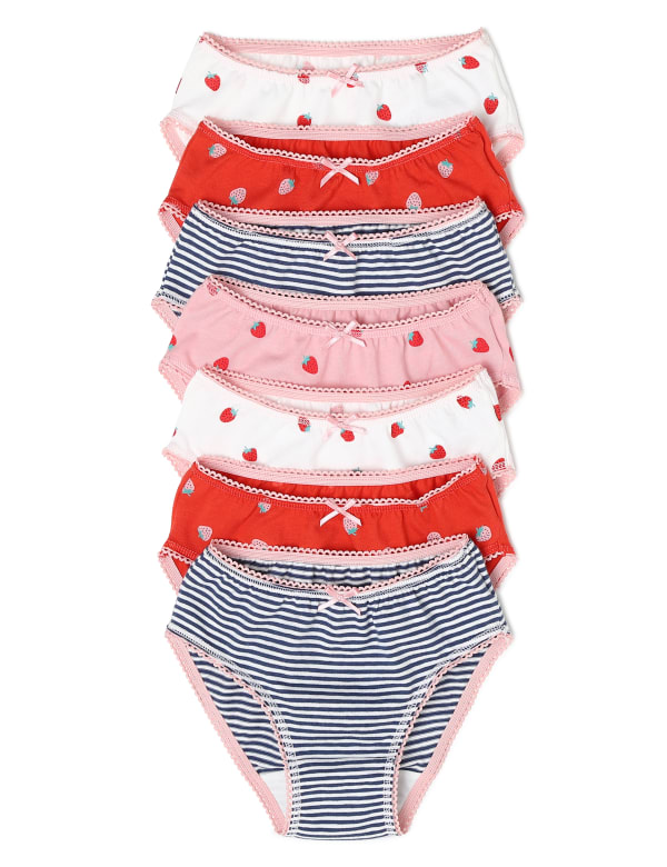 7 Pack Cotton Strawberry Knickers (2-16 Yrs)