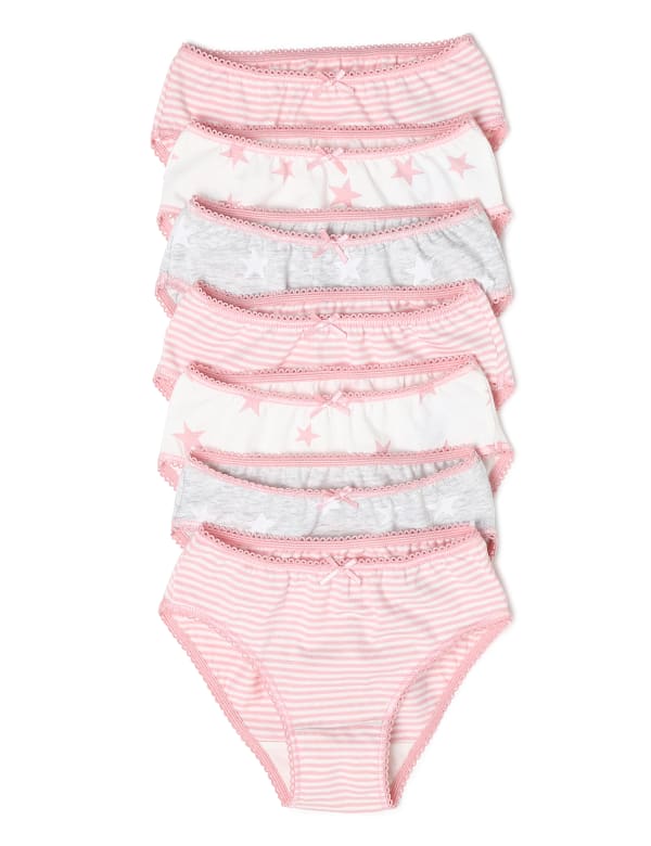 7 Pack Cotton Star Knickers (2-16 Yrs)
