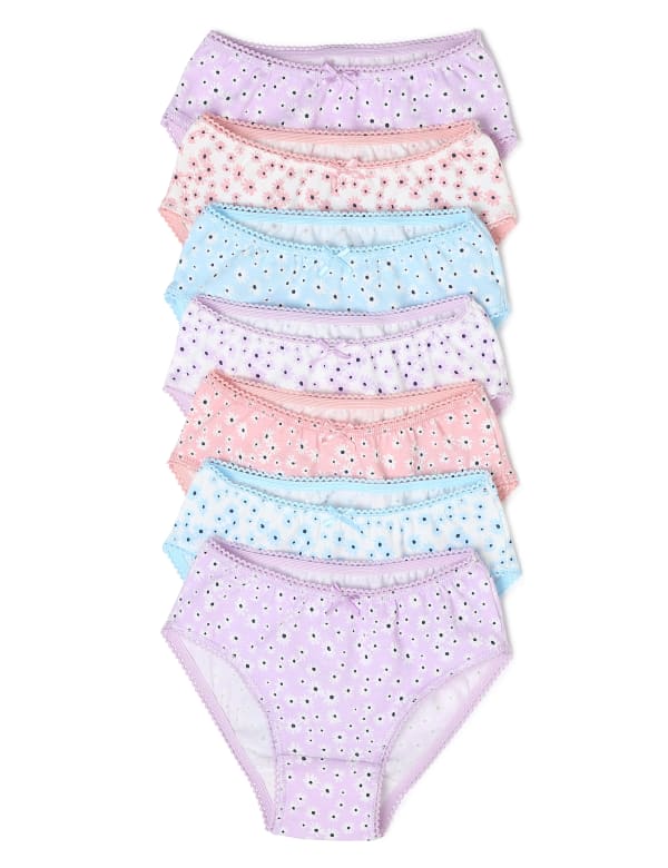 7 Pack Cotton Floral Knickers (2-16 Yrs)