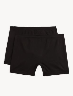 M&S Girls 2pk Shorts (6-16 Yrs) - 9-11Y - Black, Black
