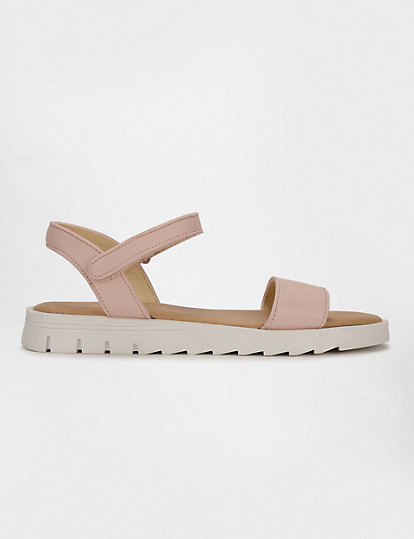 Girls Plain Velcro Flat Sandals