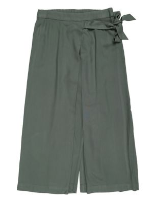 M&S Girl's Woven Wrap Trouser - 9-10Y - Khaki, Khaki