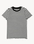 Cotton Mix Stripes Round Neck T-Shirt
