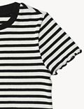 Cotton Mix Stripes Round Neck T-Shirt