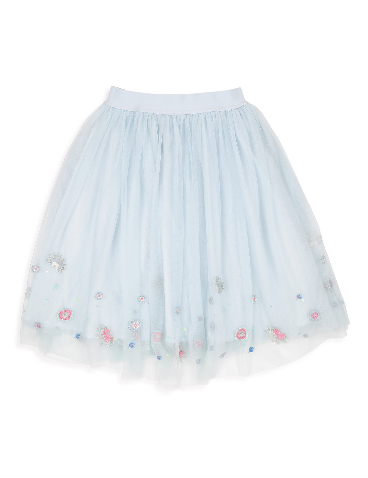 Pure Polyamide Embroidered Flared Skirt