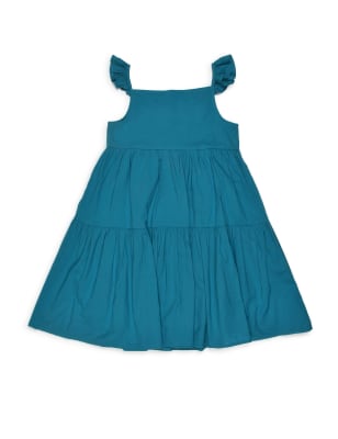 Pure Cotton Plain Square Neck Dress