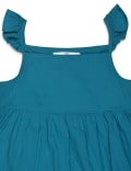 Pure Cotton Plain Square Neck Dress
