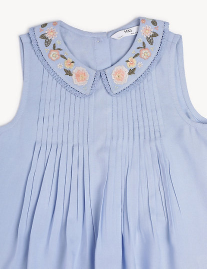 Floral Embroidered Round Neck Top