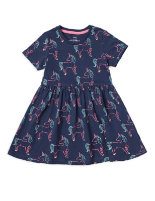 

M&S Collection Kleid aus reiner Baumwolle mit Einhornmotiv (2-8 Jahre) - Navy, Navy