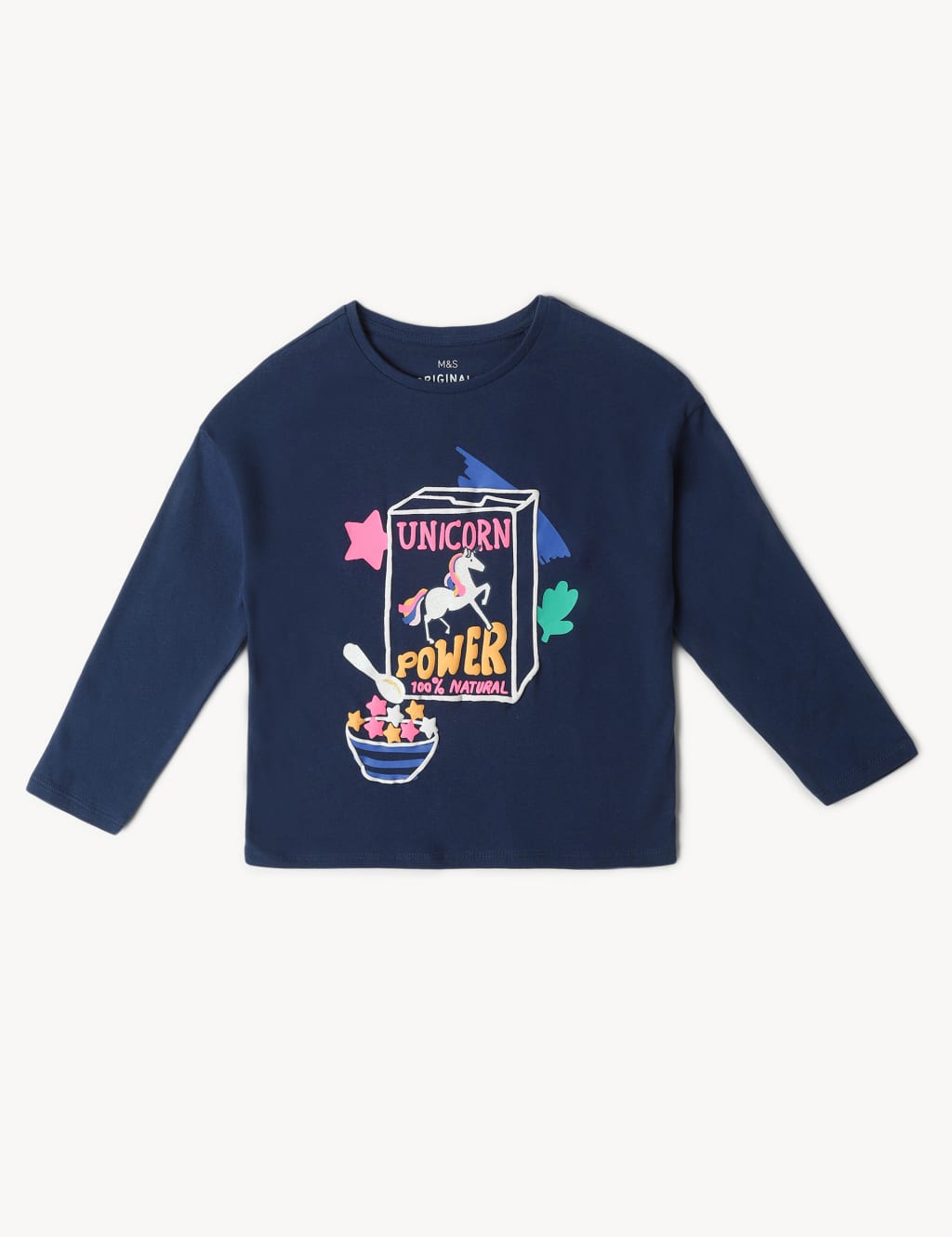 Pure Cotton Unicorn Print Glitter Top (2-8 Yrs) image 3