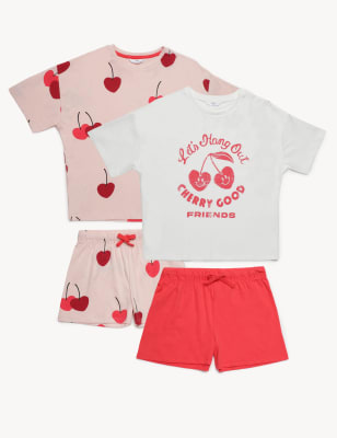 

M&S Collection Pack de 2 pijamas 100% algodón con diseño de cerezas (6-16 años) - Multi, Multi