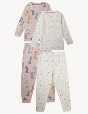 2pk Pure Cotton Patterned Pyjama Sets (1-8 Yrs)