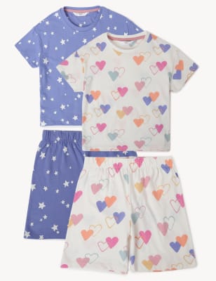 Pack of 2 Pure Cotton Printed Pajama Set