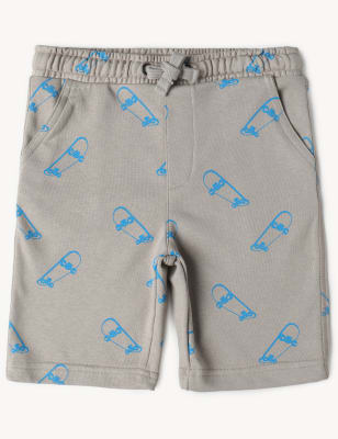 

Boys M&S Collection Cotton Rich Skateboard Printed Short - Grey Mix, Grey Mix