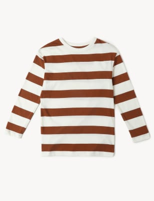 Cotton Mix Stripes Round Neck T-Shirt