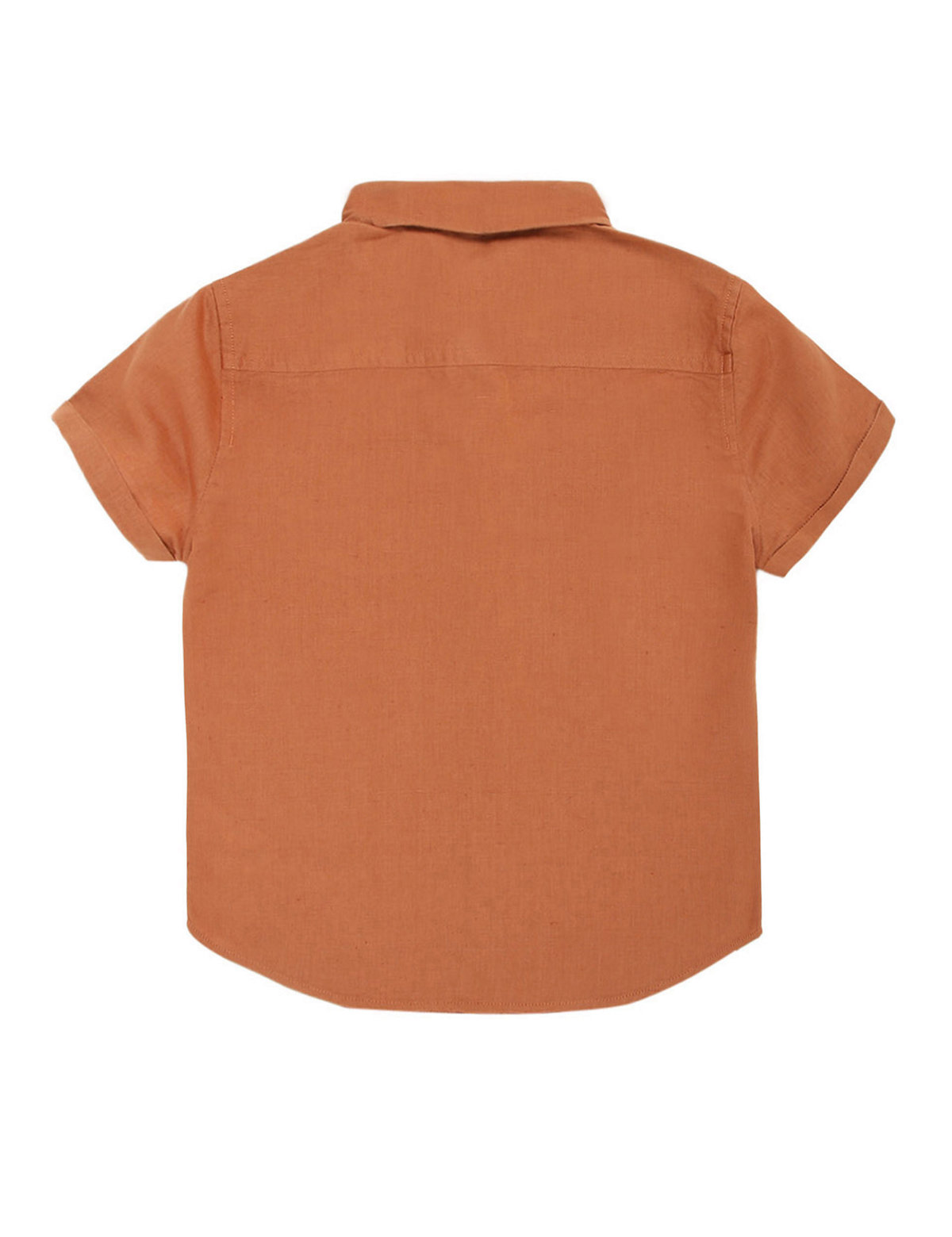 Flax Linen Mix Plain Spread Collar Shirt