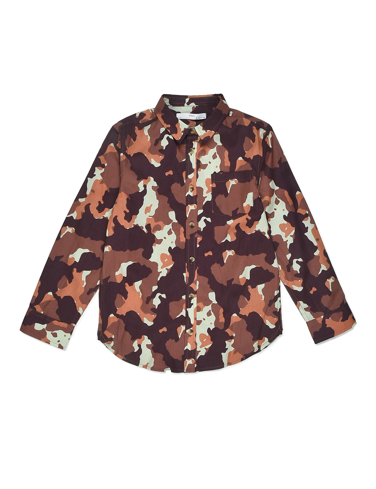 Pure Cotton Camouflage Spread Collar Shirt