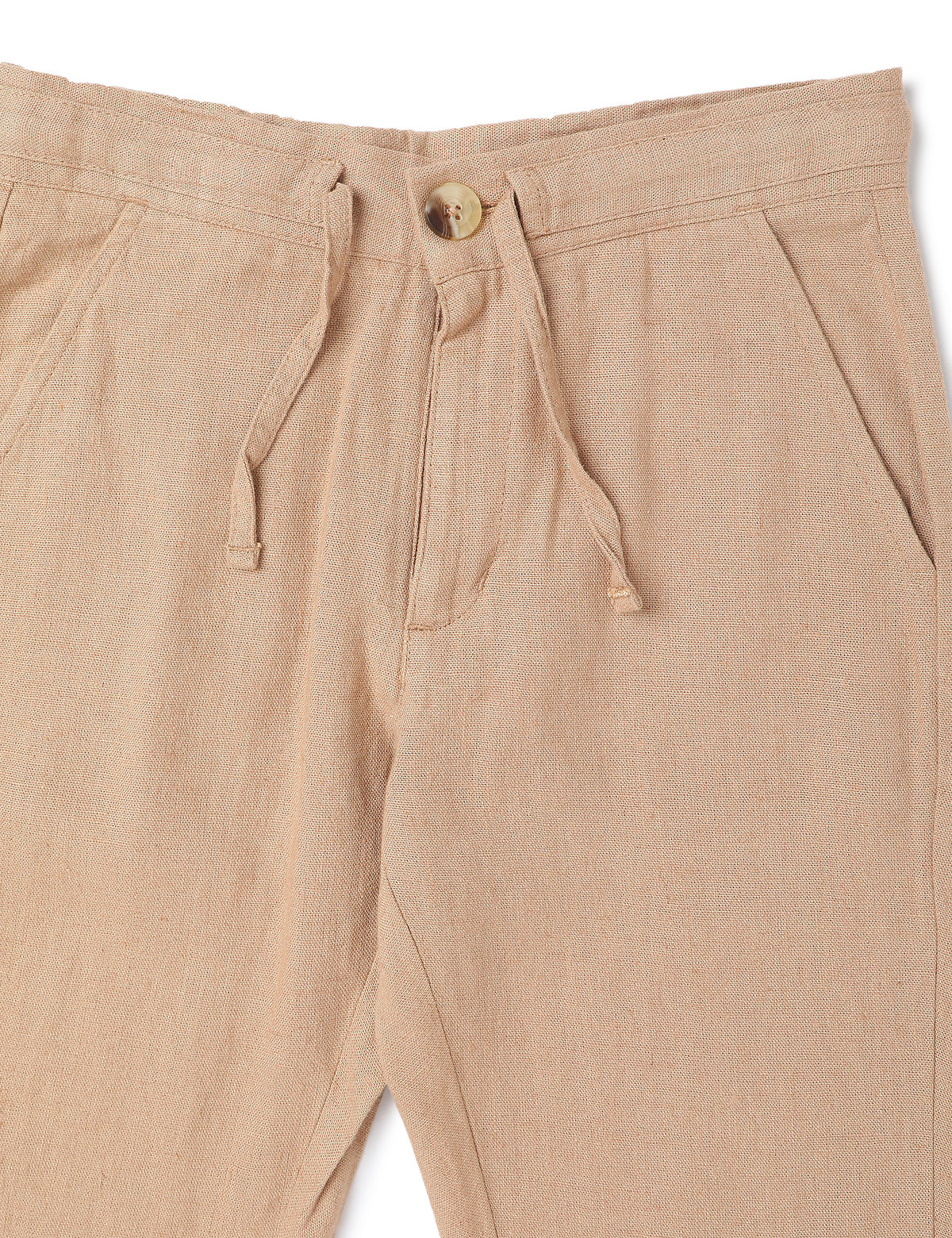 Linen Mix Plain Regular Fit Trouser