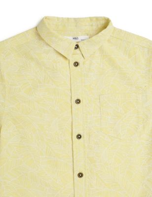 Linen Rich Tropical Print Shirt