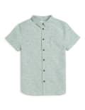 Flax Linen Mix Printed Spread Collar Shirt