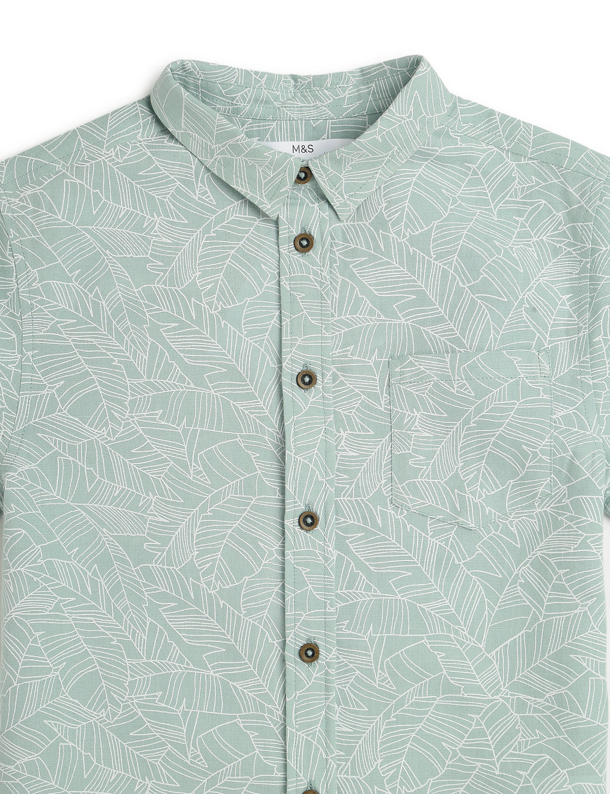 Flax Linen Mix Printed Spread Collar Shirt
