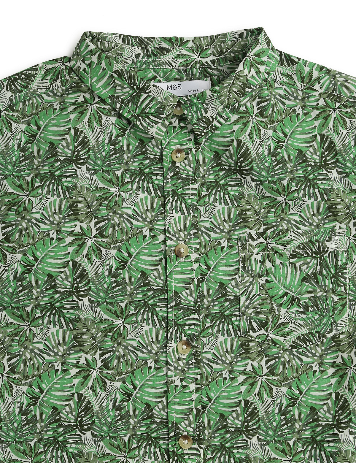 Pure Cotton Tropical Spread Collar Shirt