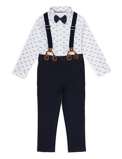 Pure Cotton Printed Button Down Collar Boys Outfit