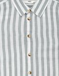 Flax Linen Mix Stripes Regular Collar Shirt