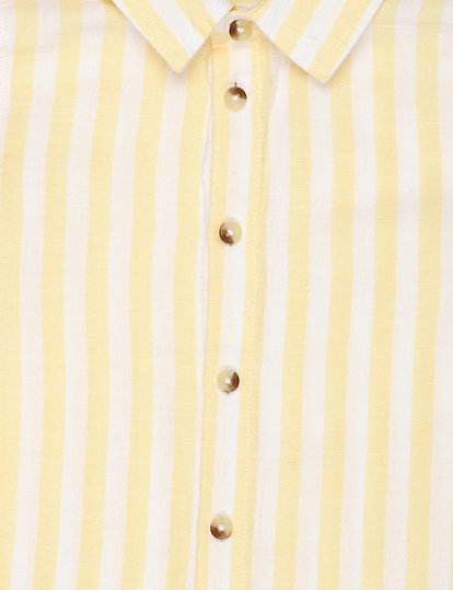 Flax Linen Mix Stripes Regular Collar Shirt