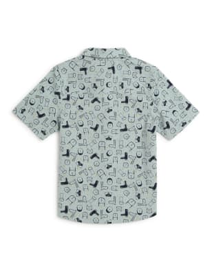 Pure Cotton Printed Spread Collar Shirt
