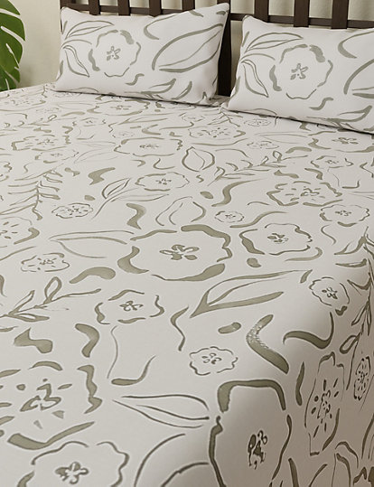 Cotton Mix Floral Print Double Bedsheet Set