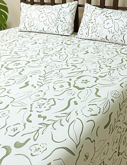 Cotton Mix Printed Super King Bedsheet Set