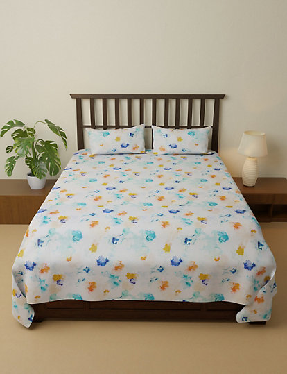 Pure Cotton Printed Double Bedsheet Set
