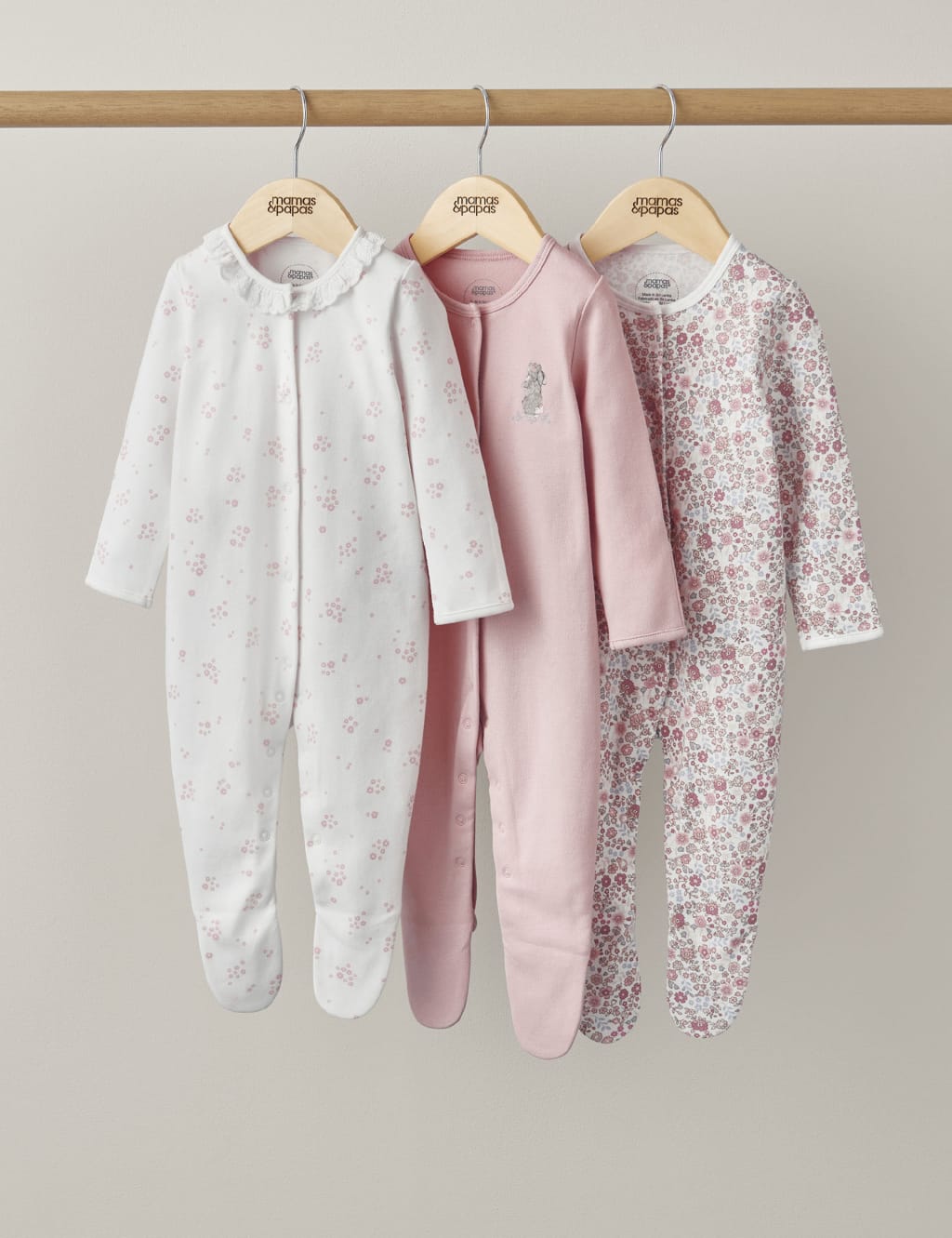 Oh Darling Girl Sleepsuits 3 Pack (6½lbs-18 Mths) 3 of 3