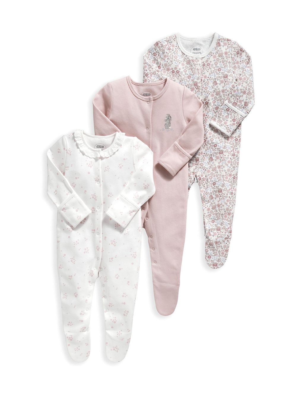 Oh Darling Girl Sleepsuits 3 Pack (6½lbs-18 Mths) 1 of 3