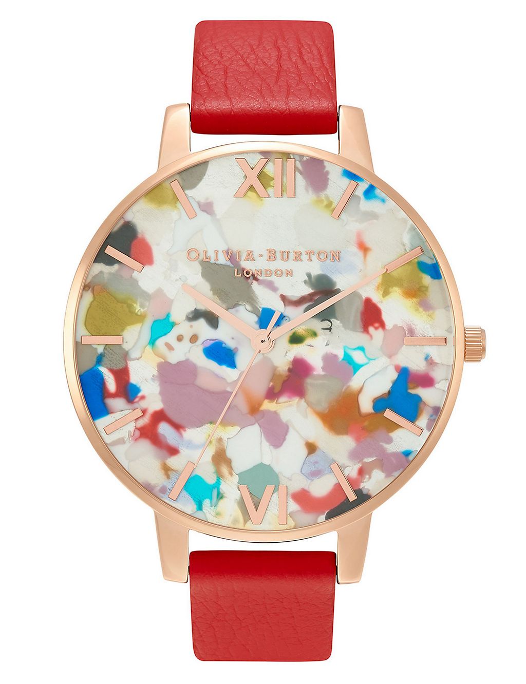 Olivia Burton Pop Art Red Leather and Stainless Steel Bracelet Watch 1 of 6