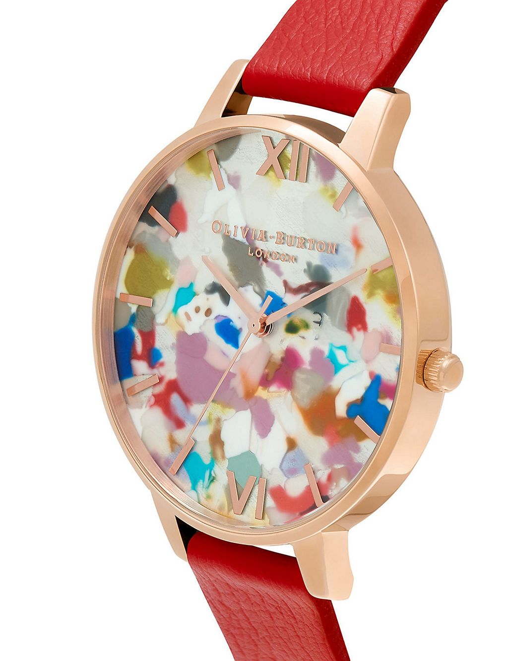 Olivia Burton Pop Art Red Leather and Stainless Steel Bracelet Watch 2 of 6
