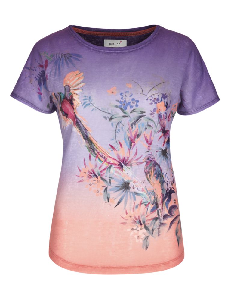 Ombre Bird Print Shell Top 3 of 4