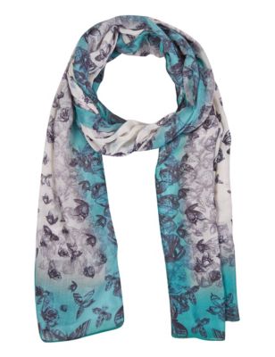 Ombre Butterfly Print Scarf | Indigo Collection | M&S