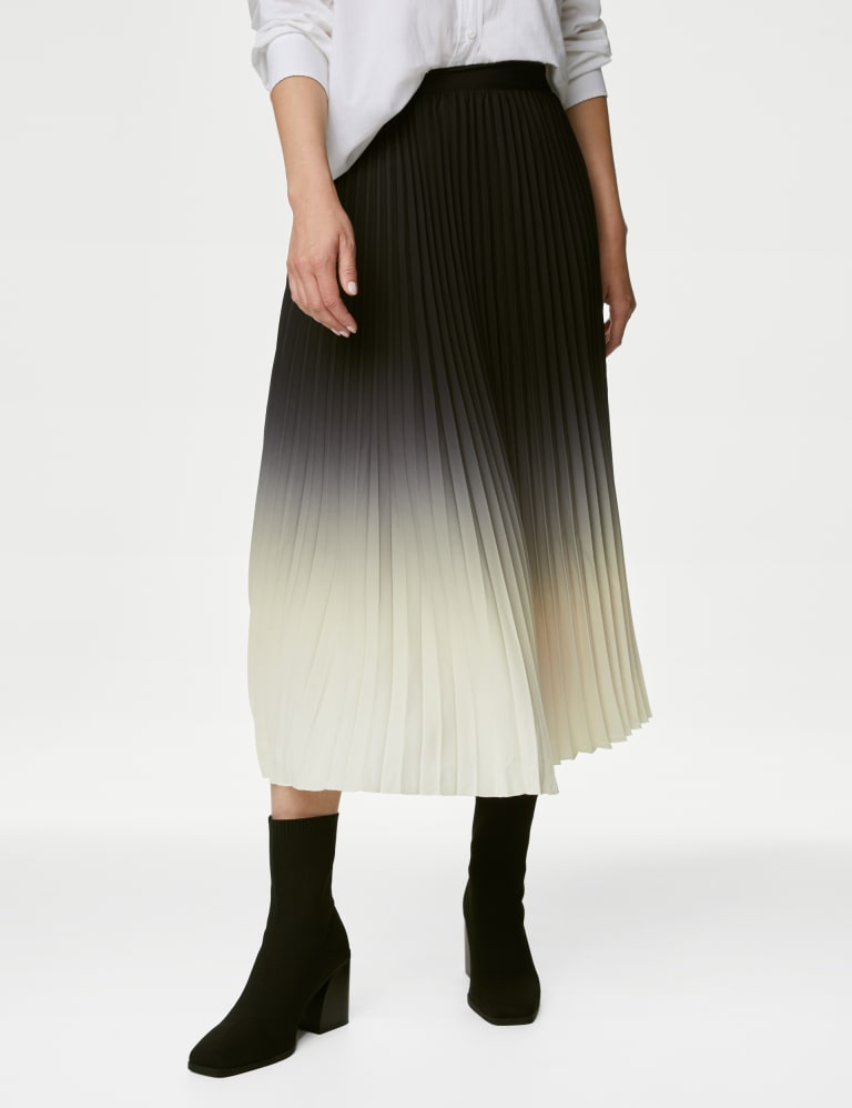 Black pleated skirt m&s hot sale