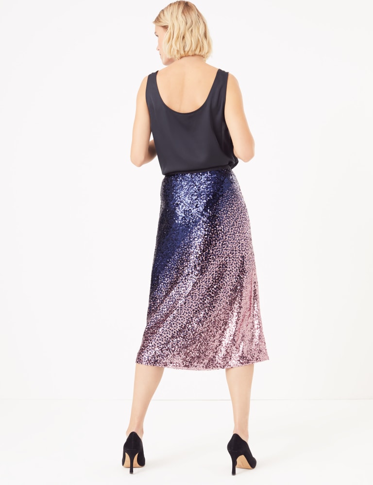 Ombre sequin slip midi clearance skirt