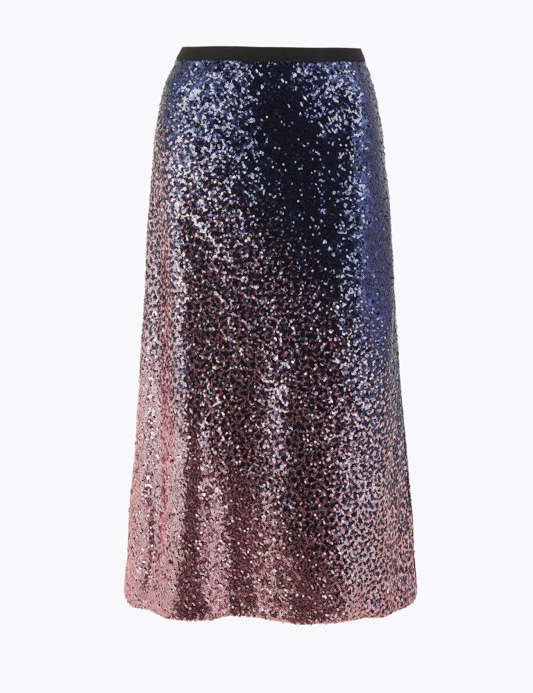 Ombre Sequin Slip Midi Skirt | M&S Collection | M&S