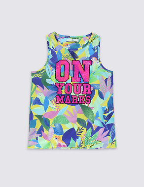 On Your Marks Slogan Floral Vest Top (5-14 Years) Image 2 of 3