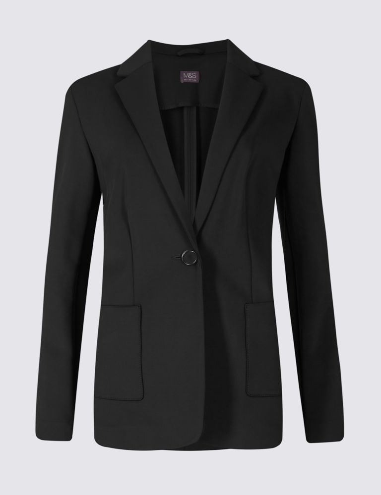 One Button Brushed Back Jersey Blazer 2 of 6