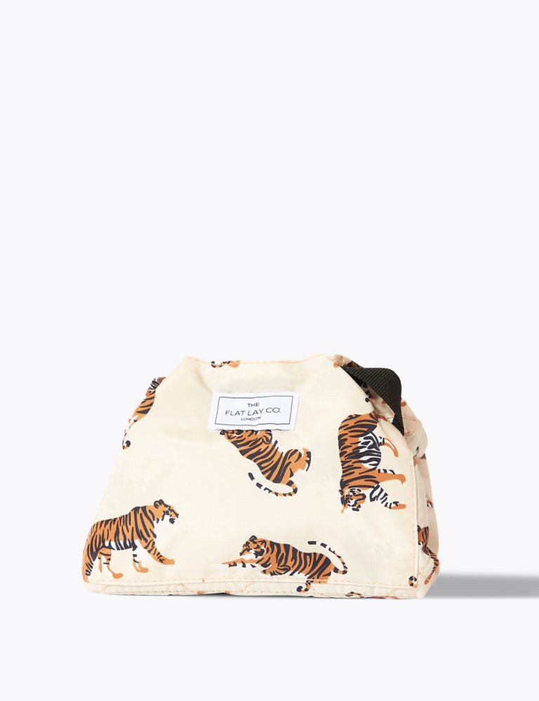 Open Flat Makeup Bag In Neutral Tigers 1 of 3