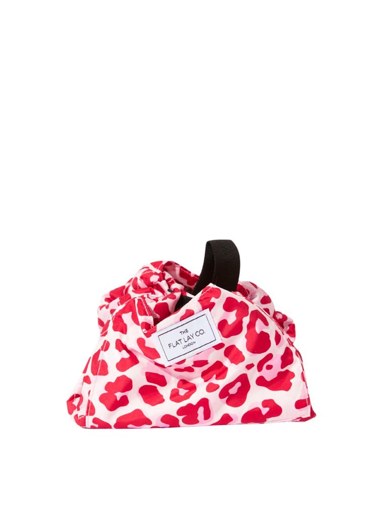 Open Flat Makeup Bag In Pink Leopard 3 of 6