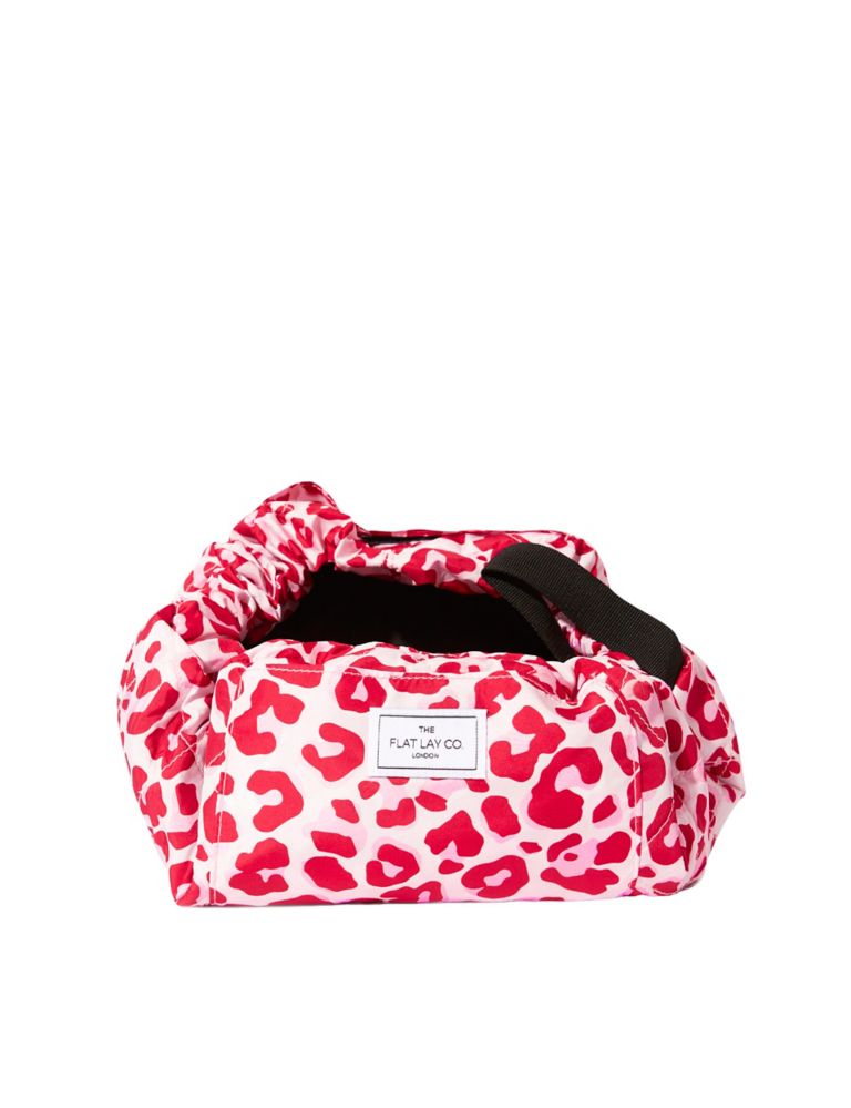 Open Flat Makeup Bag In Pink Leopard | The Flat Lay Co. | M&S