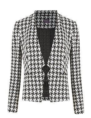 Open Front Dogtooth Geometric Blazer Image 2 of 4