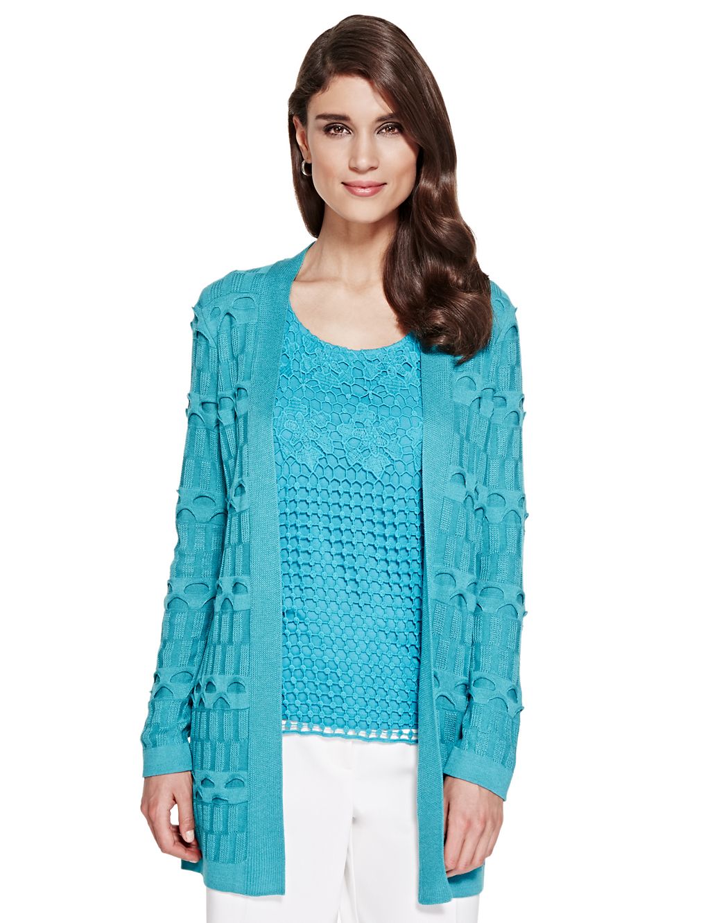 Open Front Long Sleeve Textured Armour Cardigan 2 of 4